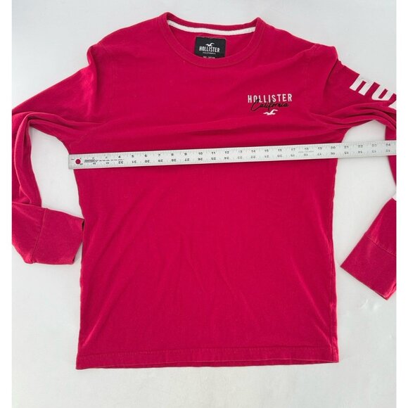Hollister Red Embroidered Logo Crew Neck Long Sleeve T-Shirt Size XS Preppy - Picture 8 of 8
